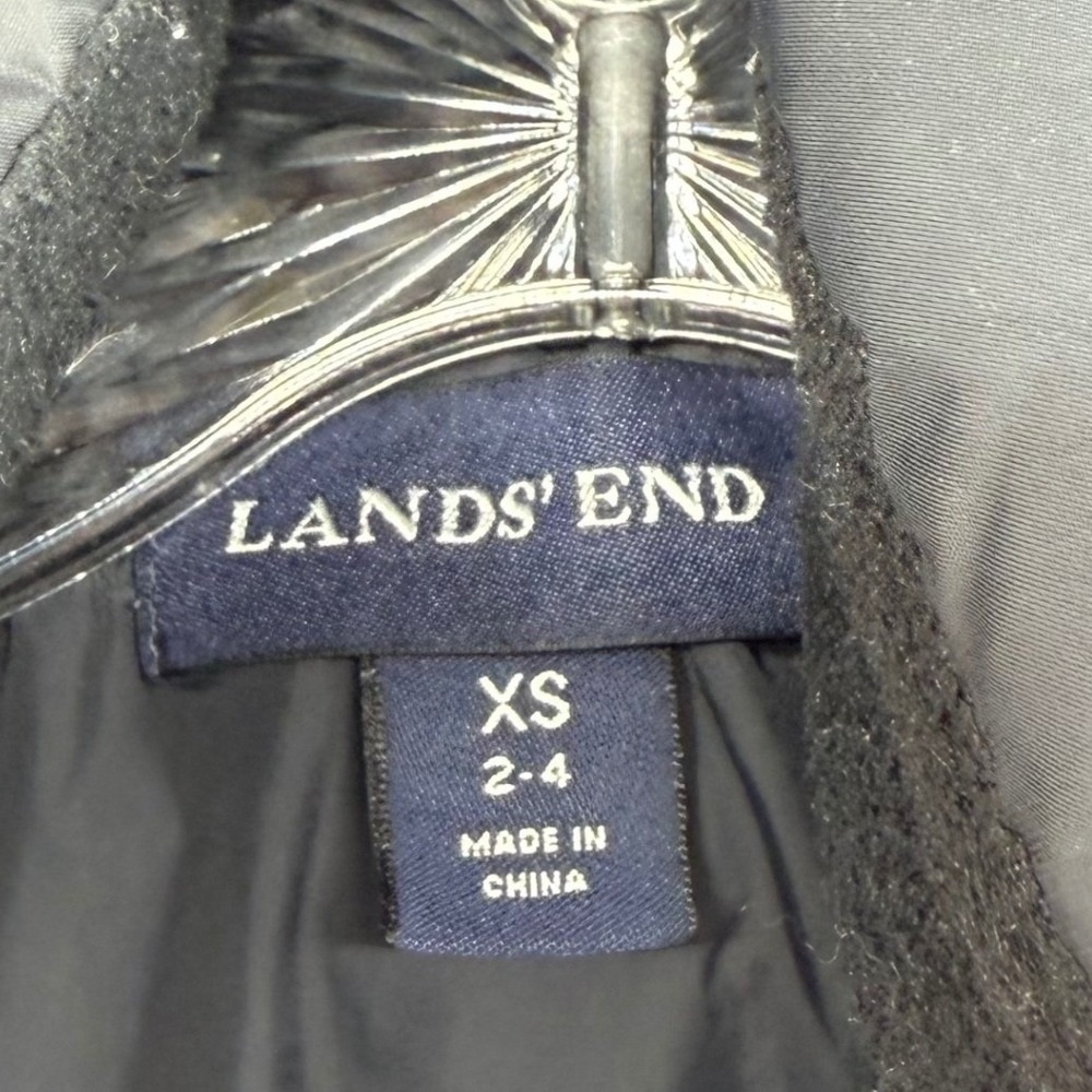 Lands' End Puffer Jacket Women XS Black Hooded Down Fill Quilted Parka Coat - Picture 3 of 11